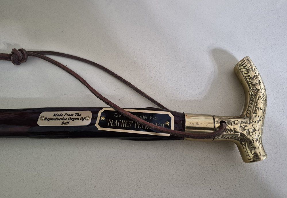 Custom-made bull pizzle walking cane, likely from Ross Taylor Originals. Excellent Conditions!,