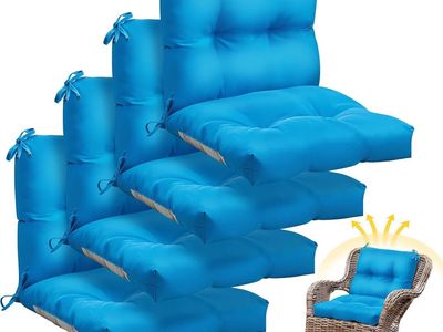 NEW Set of 4 High Back Patio Chair Cushions for Outdoor Furniture Lawn Seat Cushions Waterproof