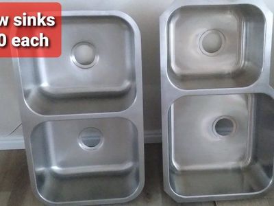 New Stainless Steel Double Basin Undermount Kitchen Sinks - Set of 2