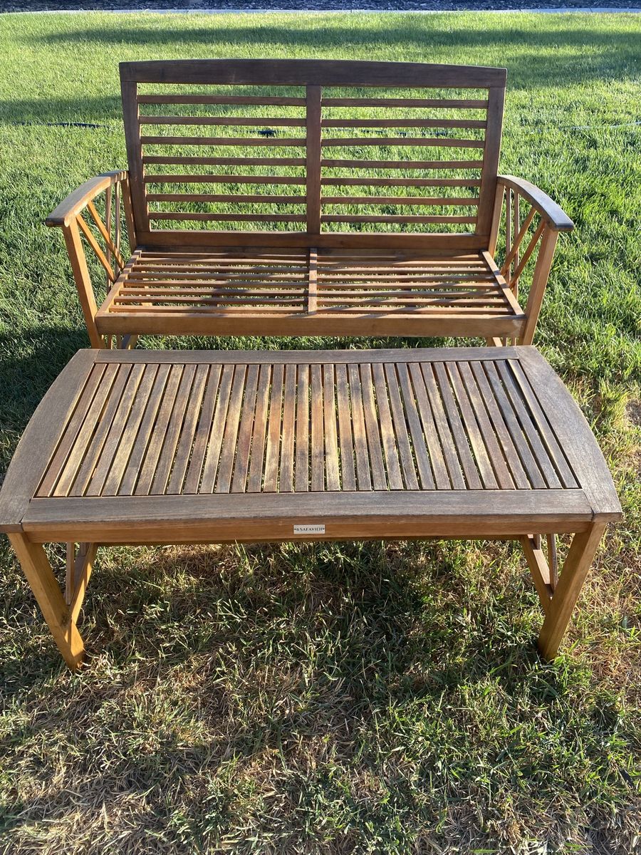Outdoor Patio / Porch Safavieh Teak Wood Bench & Table Set