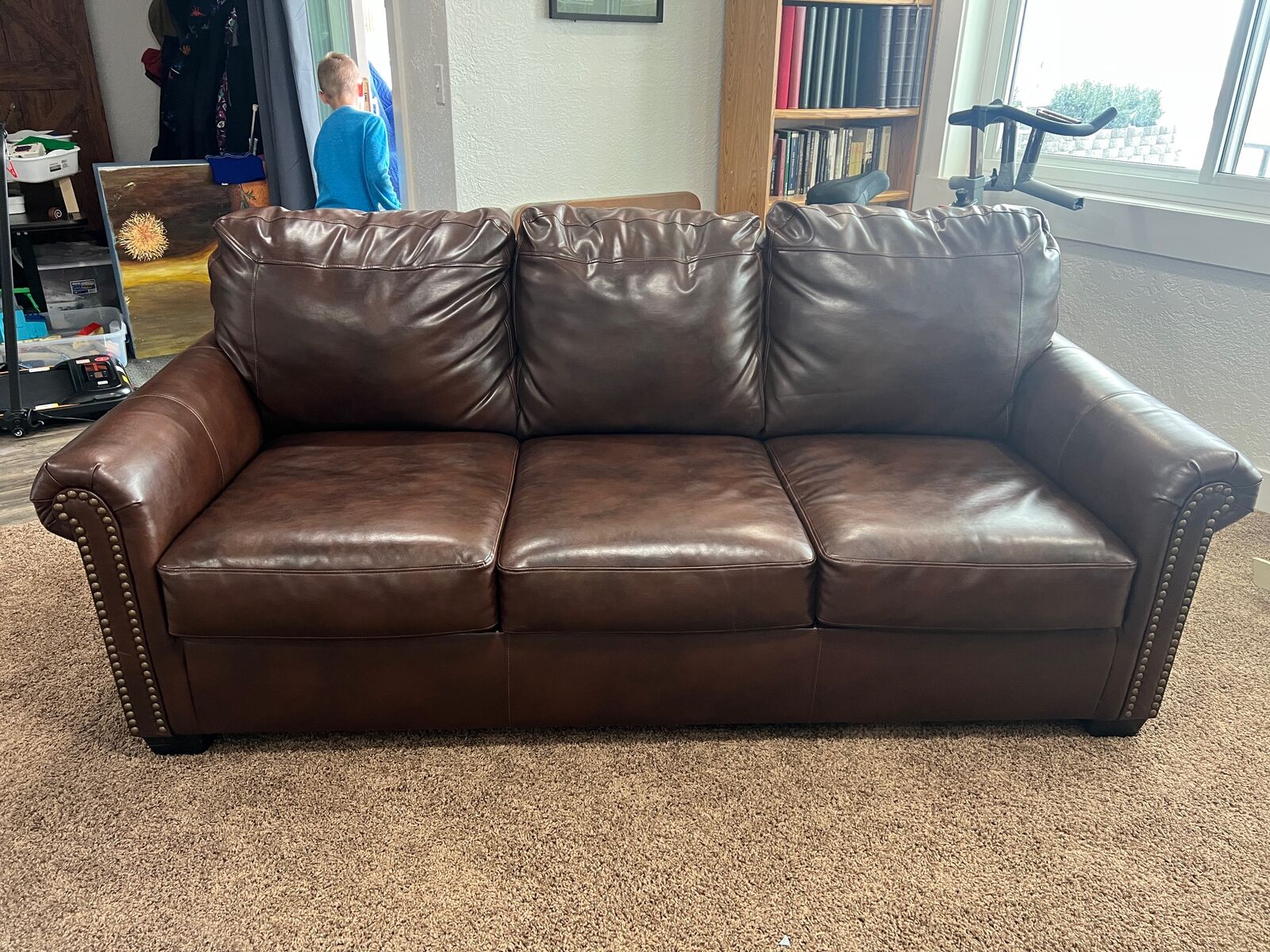 LIKE NEW! Leather Sofabed Couch - $499/OBO