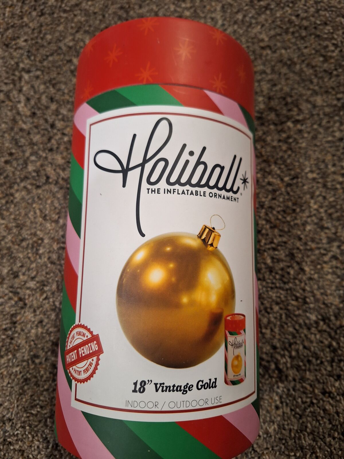 Holiball 18 inch the inflatable ornament vintage  gold new
