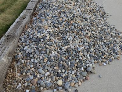 Rock, decorative granite mix with river. About 2.5 yards