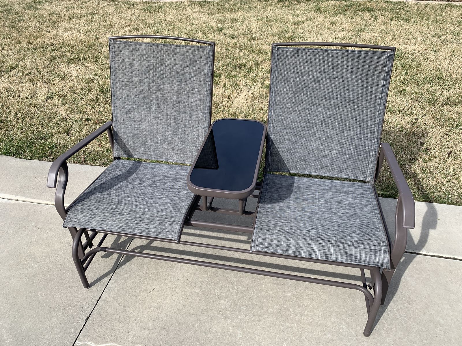 Outdoor 2‑Seat Glider with Center Table – Great Condition