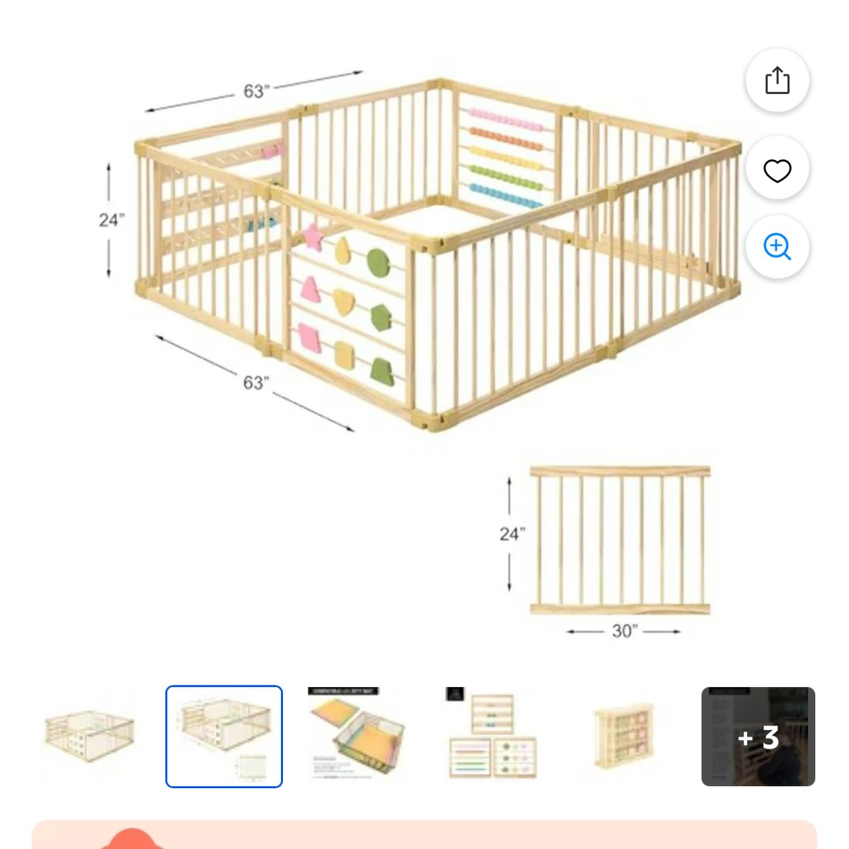 NEW ZETY WOODEN FODABLE PLAY PEN