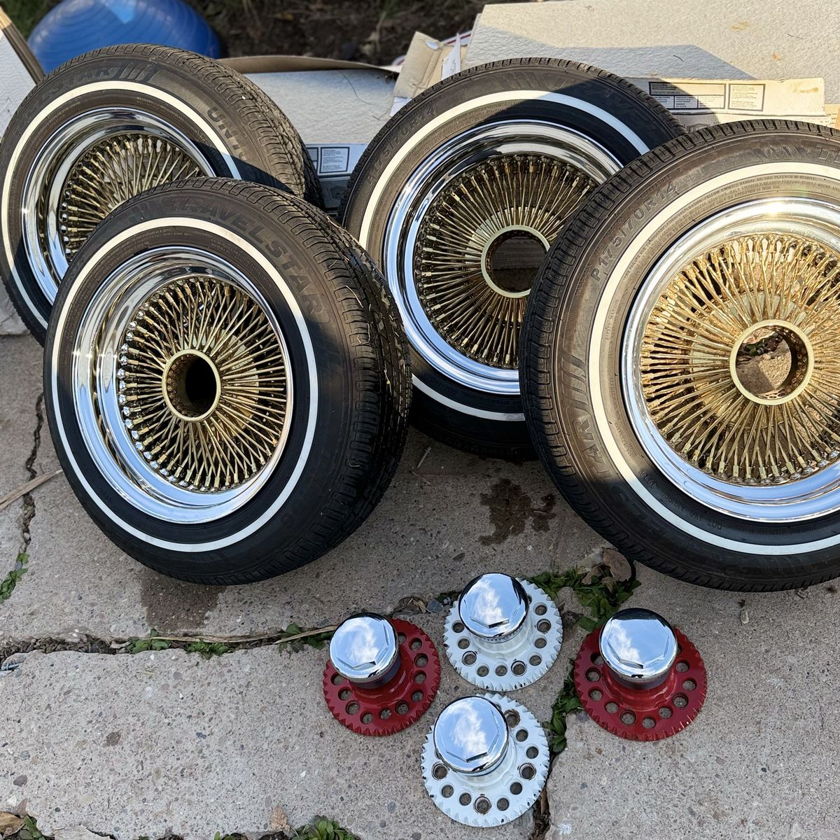14x7 gold 100 spoke standard rims with brand new