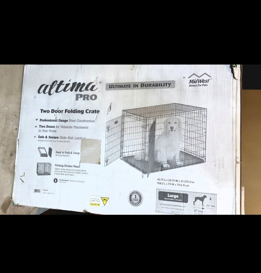 NEW - MidWest Ultima Pro Heavy-Duty 42-Inch Dog Crate, Ultra-Strong Steel Double Door Pet Cage for Large Breeds