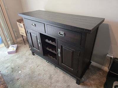 Dark Wood Wine Bar Buffet Cabinet