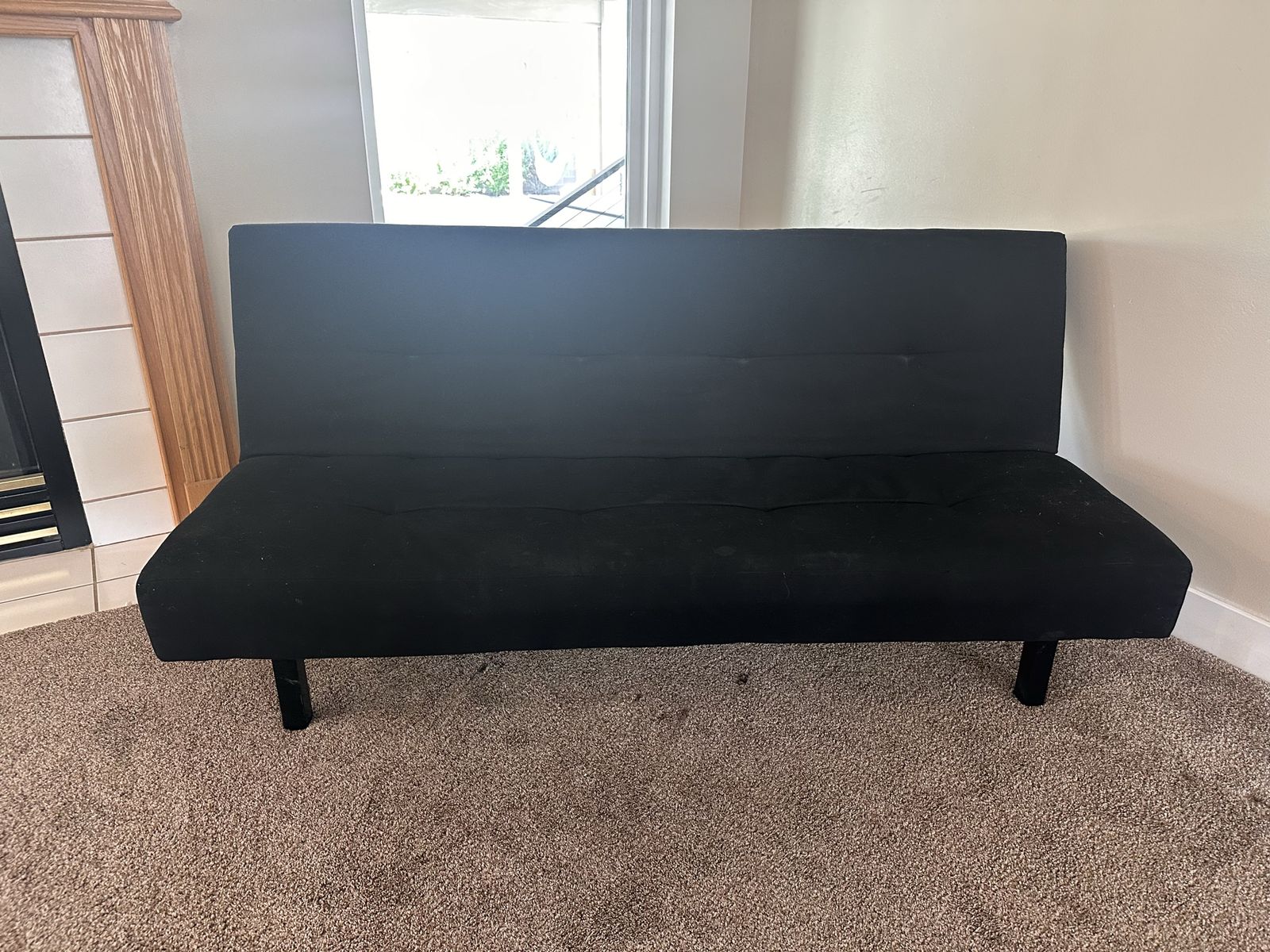Black Futon Sofa Bed - Convertible Sleeper for Small Spaces, Compact Design