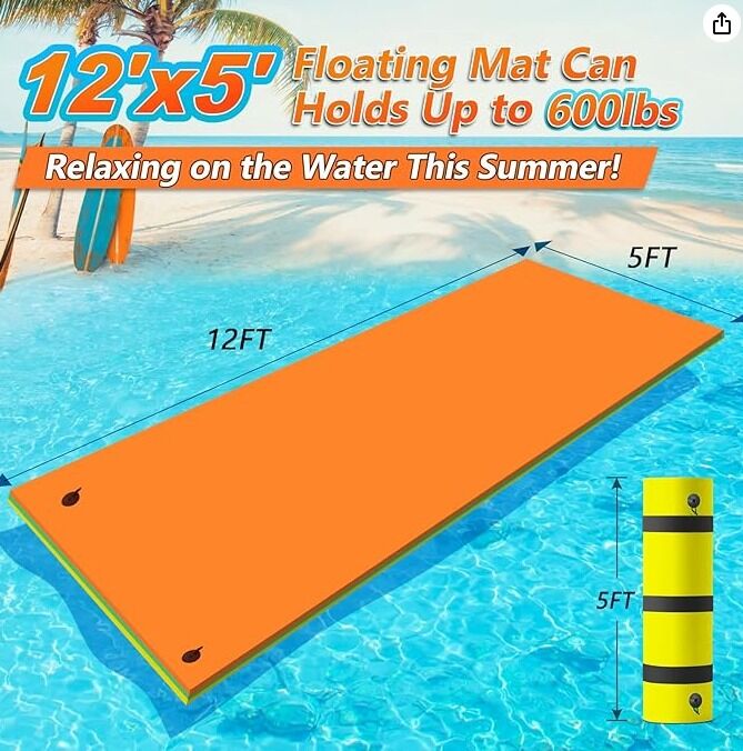 NEW - Floating Mat - Lily Pad Floating Mat - 12 x 5 Ft Floating Water Mat for Lake