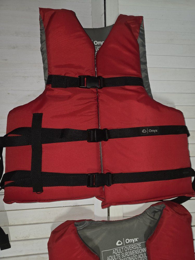 Onyx Adult Oversize Life Vests, Red/Gray, Type III PFD, 2-Pack, for 90+ lbs users