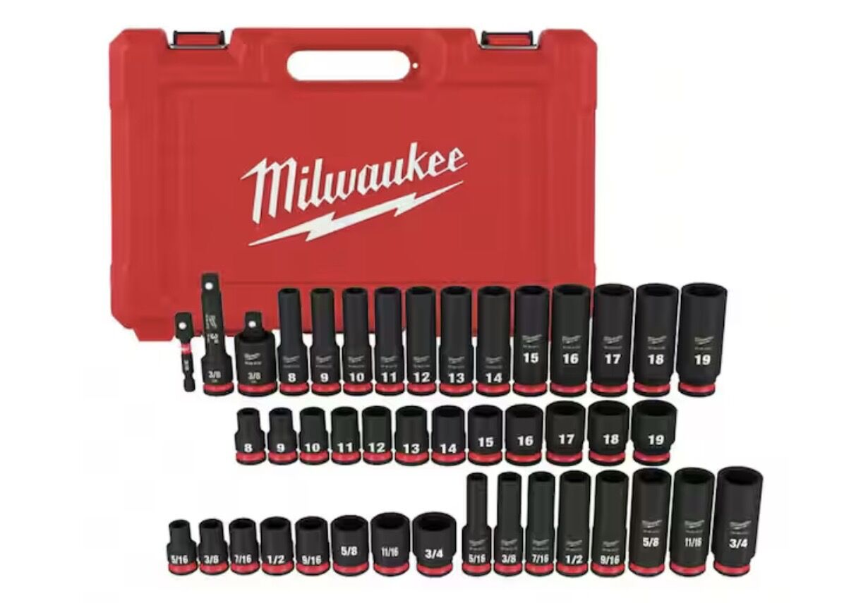 Milwaukee SHOCKWAVE 3/8 in. Drive SAE and Metric 6 Point Impact Socket Set (43-Piece)