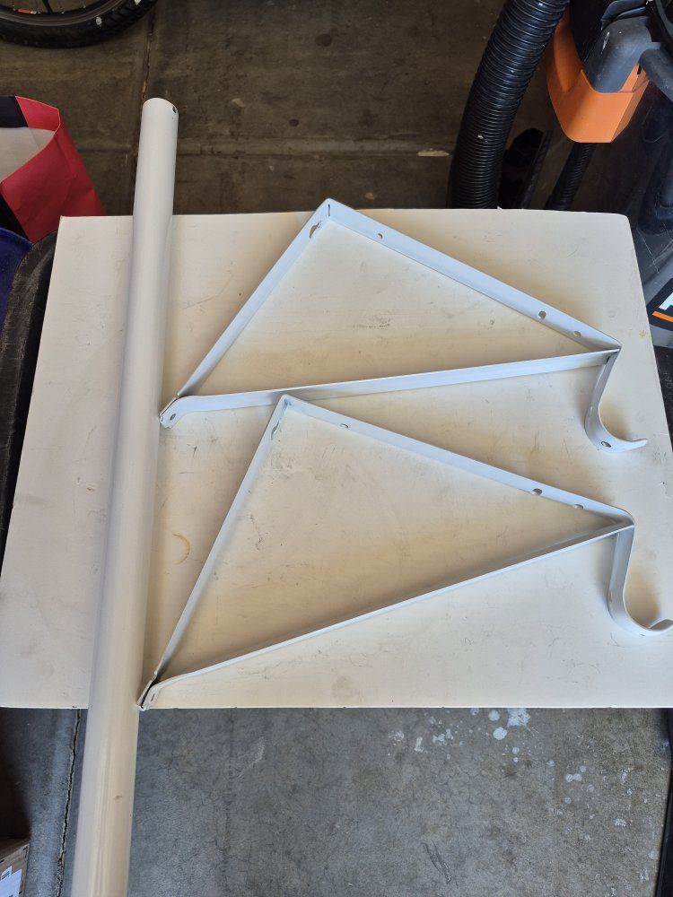 White Metal Closet 4' Rod and Shelf Brackets Set