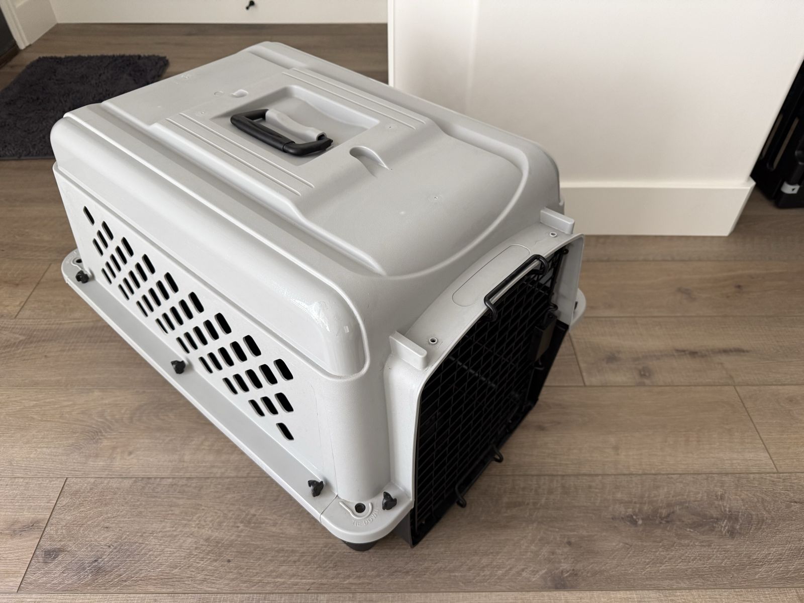 Pet Carrier Crate Gray/Black Hard-Sided Travel Kennel