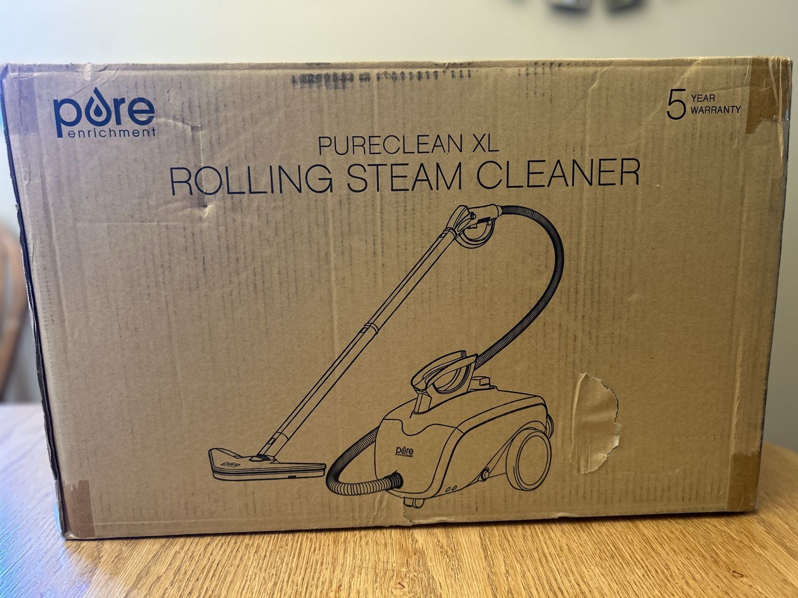 Pure Enrichment PureClean XL Rolling Steam Cleaner - 1.5L, 17-Piece, Multi-Purpose, Heavy Duty