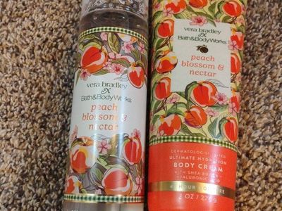 FUNDRAISER-Vera Bradley x Bath & Body Works Peach Blossom & Nectar Fragrance Mist & Body Cream Set