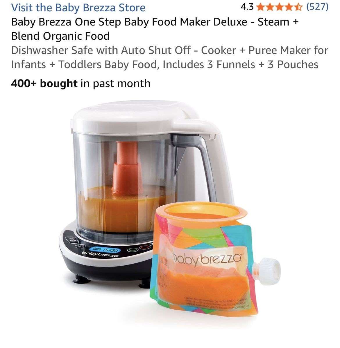 Baby Brezza One Step Baby Food Maker Deluxe - Steam and Blend Puree Maker