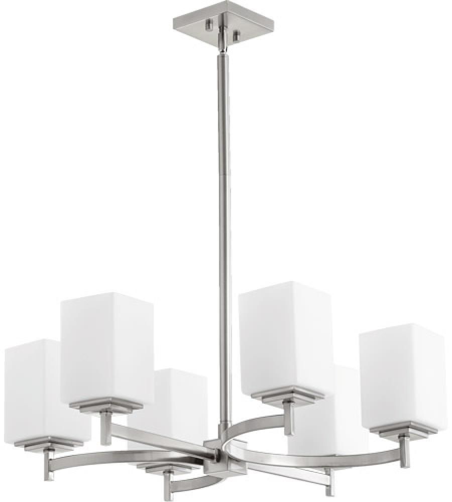 Modern/ Contempary 6 Light Chandelier In Nickel