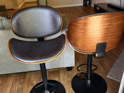 2 Adjustable Faux Leather Bar Stools