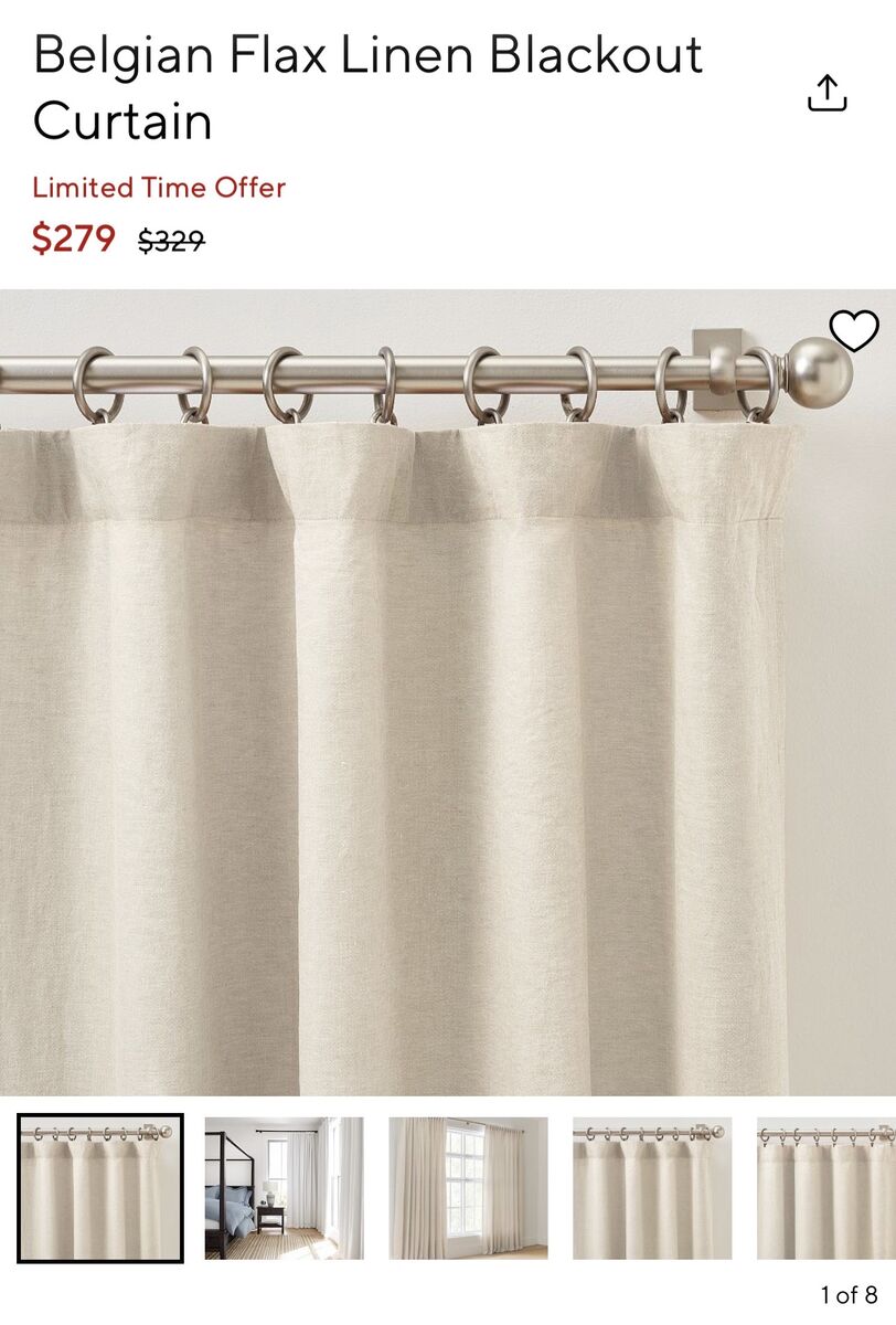 PotteryBarn Belgian Flax Linen Blackout Curtain