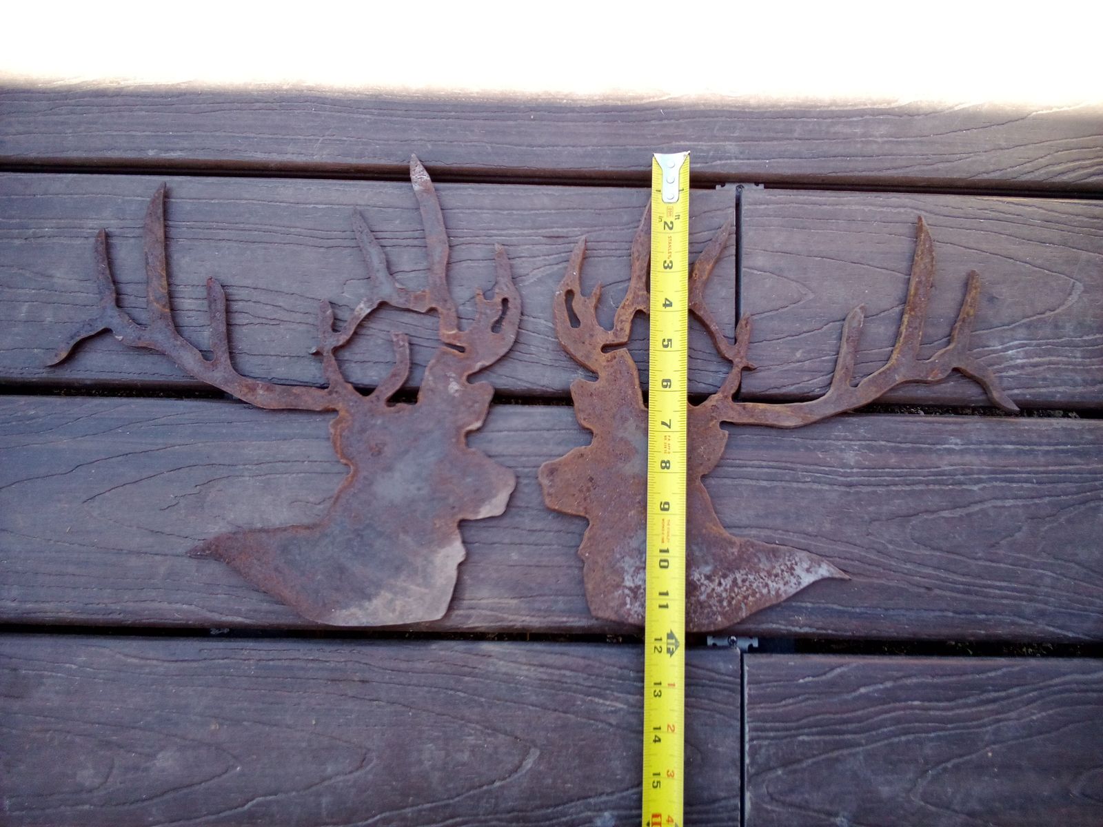 Two Rustic Small Deer Metal Wall Art Decor