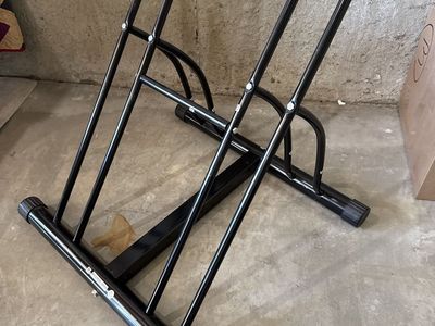 Unbranded Black 2-Bike Floor Stand Bicycle Parking Rack Storage