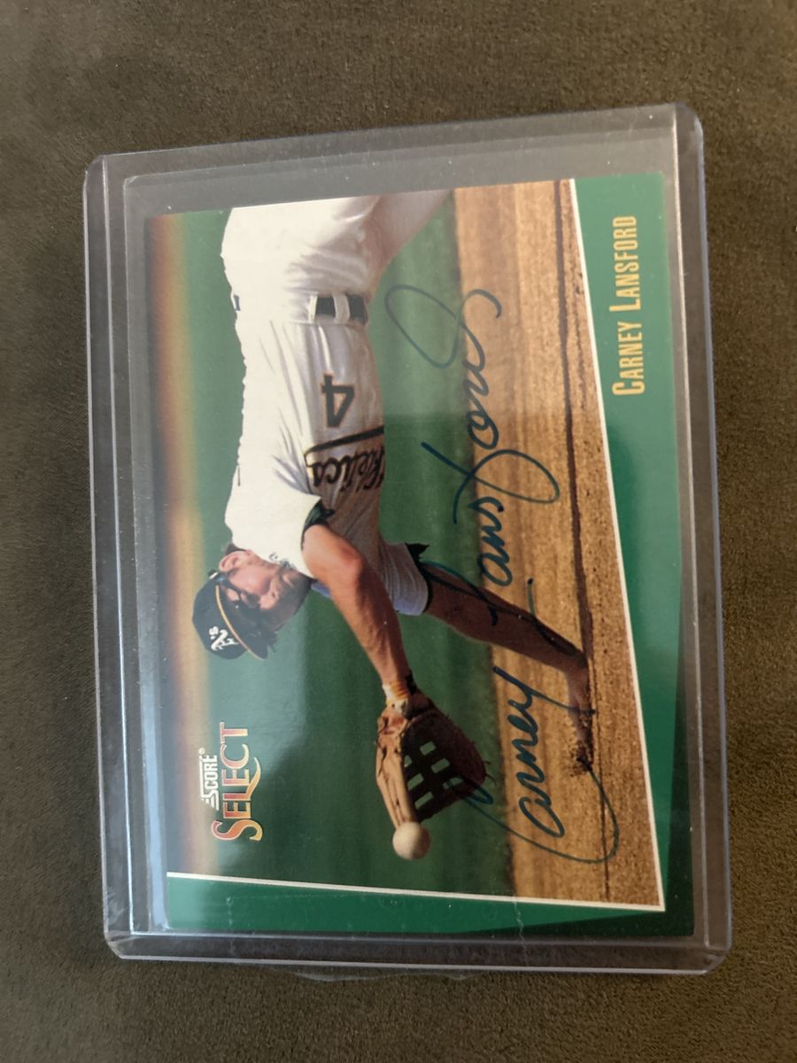 Autograph 1992 Score Select Carney Lansford Oakland Athletics #156 MLB Auto Baseball Hand Signed Card