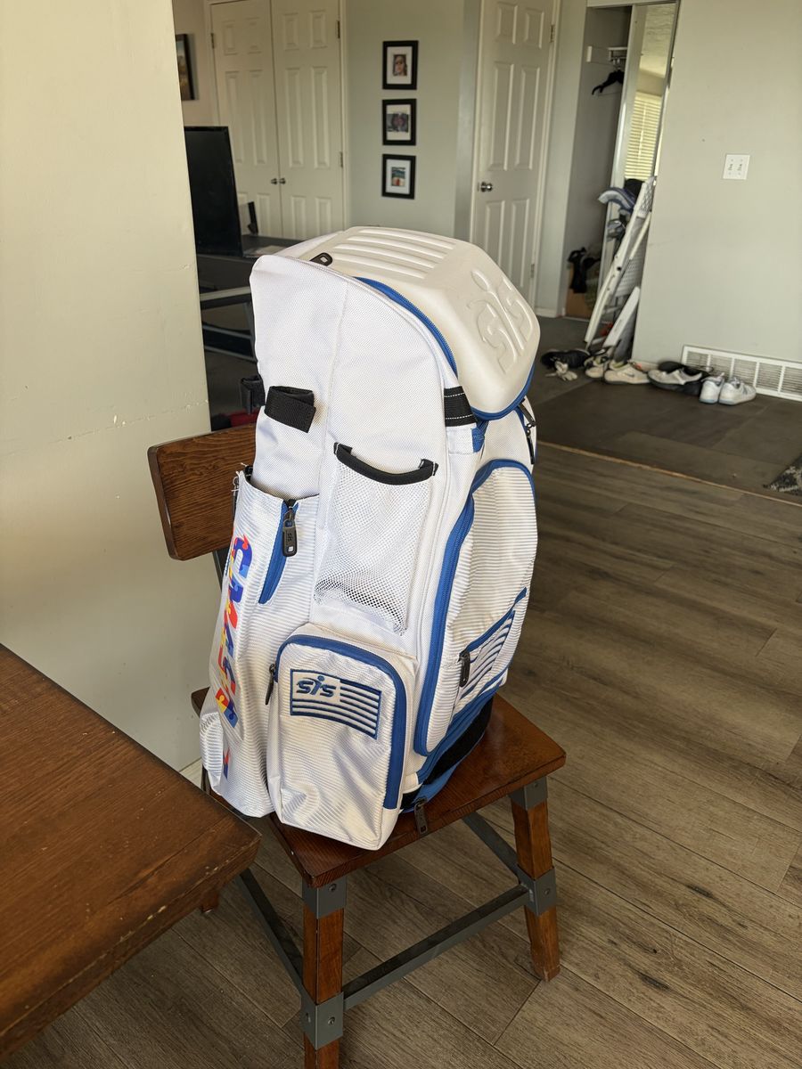 SIS Softball Bag White/Blue/Autism Awareness & Louisville Genesis 27oz bat