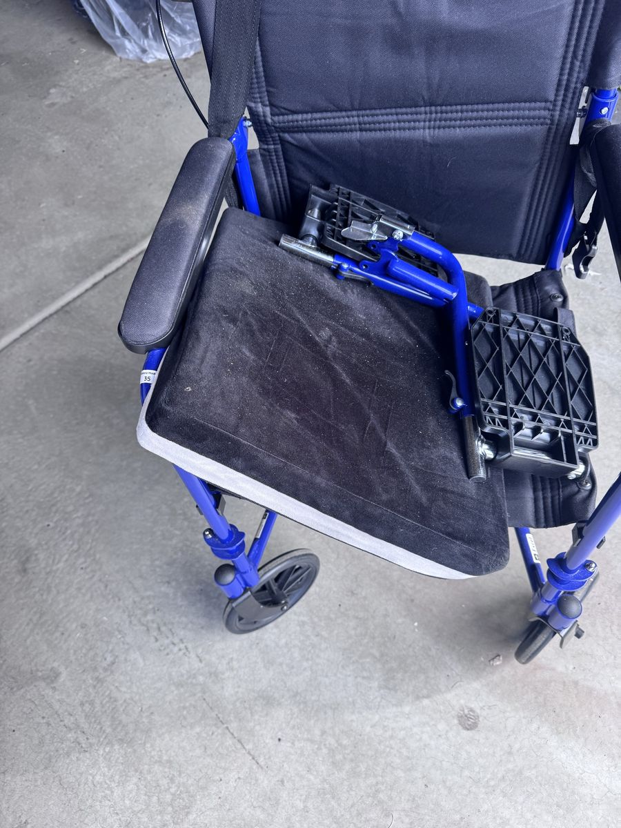 Blue Portable Transport Wheelchair - Lightweight & Foldable
