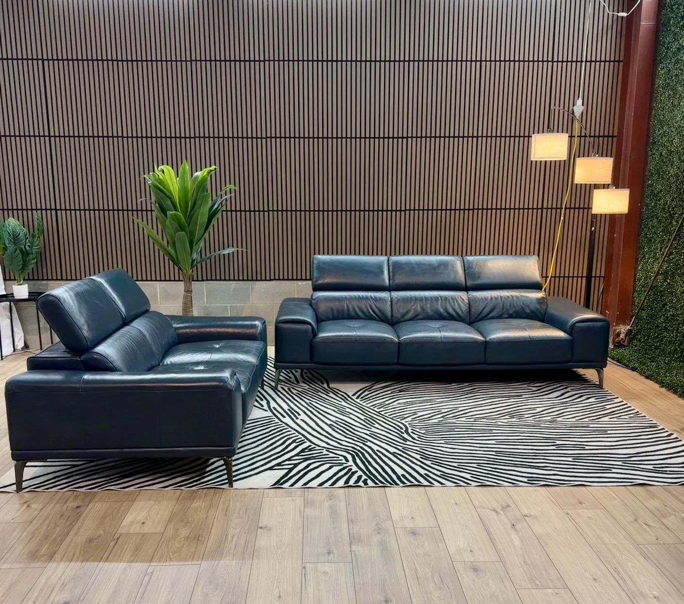 LUXURY LEATHER SOFA + LOVESEAT SET – MODERN BLUE