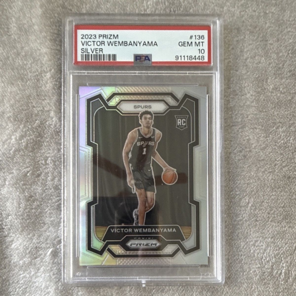 2023 Prizm Victor Wembanyama Silver PSA 10 Gem Mint Rookie Card #136 Spurs Basketball