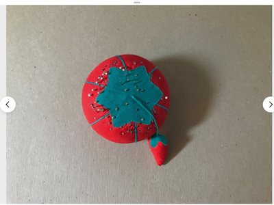 Tomato Pin Cushion & Dritz 400 ct. Satin Pins Size 17-1 1/16” Nickel Plated Steel