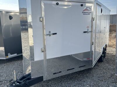 8.5x22 American Hauler Sport Hawk Mid-Deck Snowmobile Trailer - 7'0" Interior - 10K GVWR Drive Over Wheel Boxes, Finished