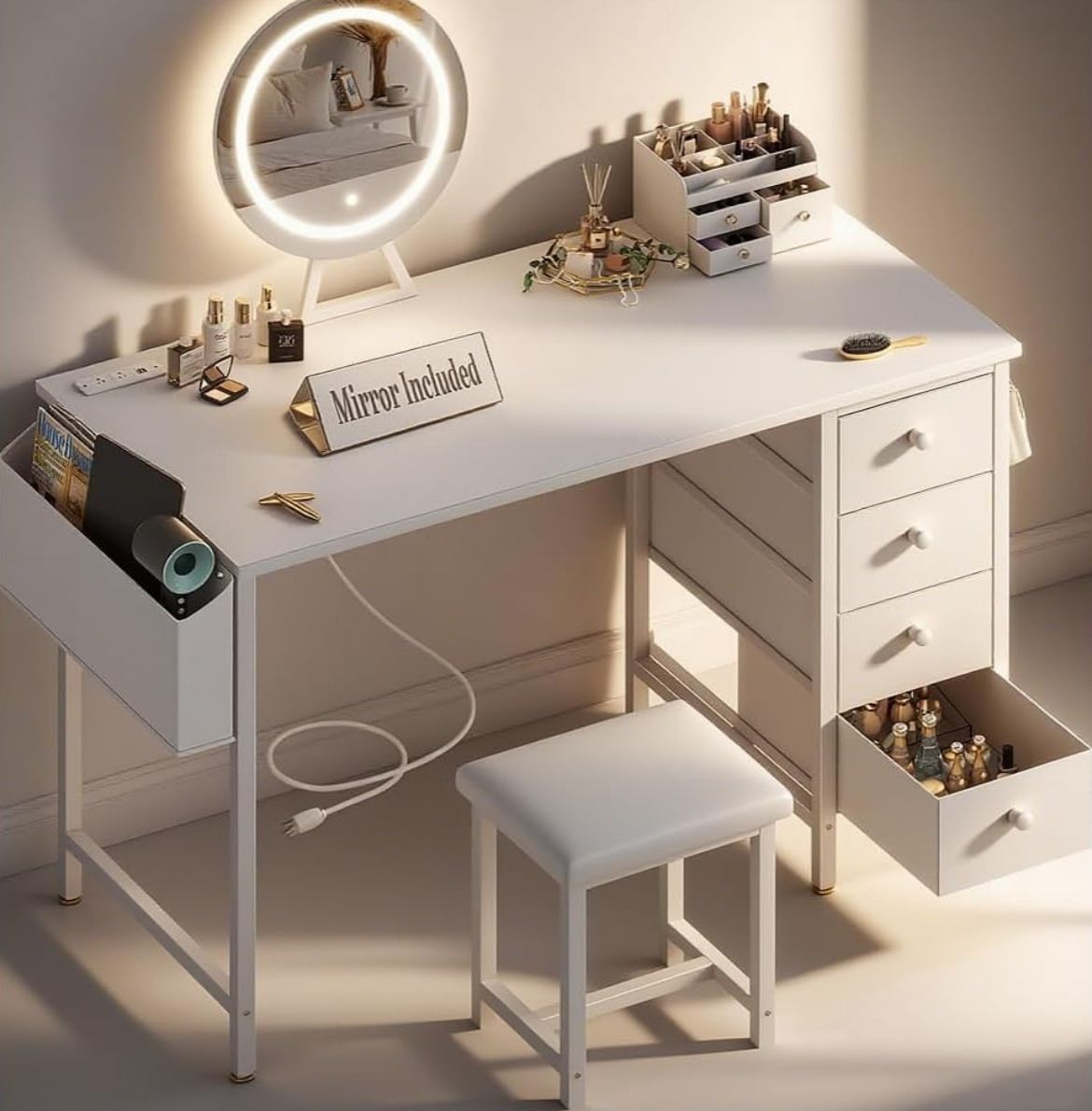 NEW White Vanity Desk with Mirror