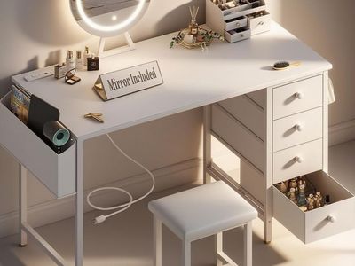 NEW White Vanity Desk with Mirror