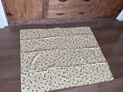 Gingham Yellow Plaid w Flowers and Ladybugs Fabric