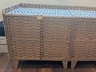 Large rattan cat litter box enclosure