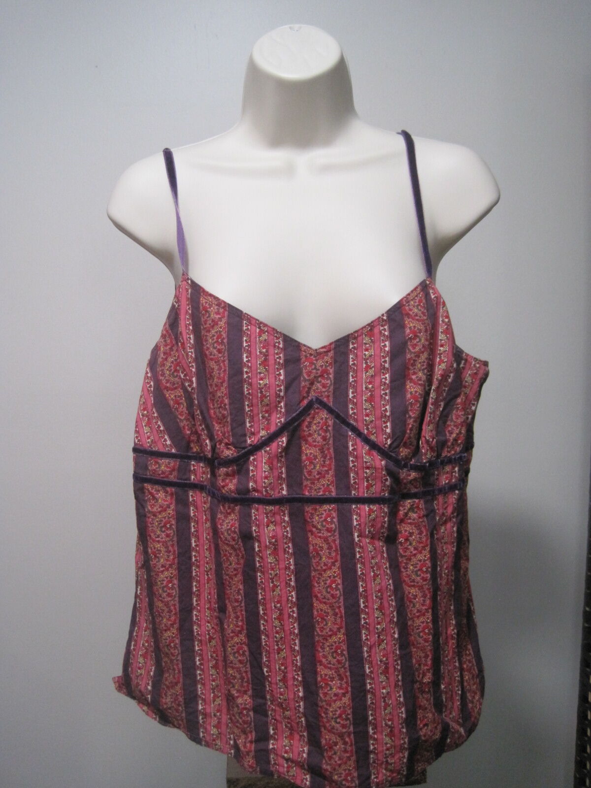 Tommy Hilfiger Womens Purple Red Tank Top Cami Striped Size Large Vintage Y2K