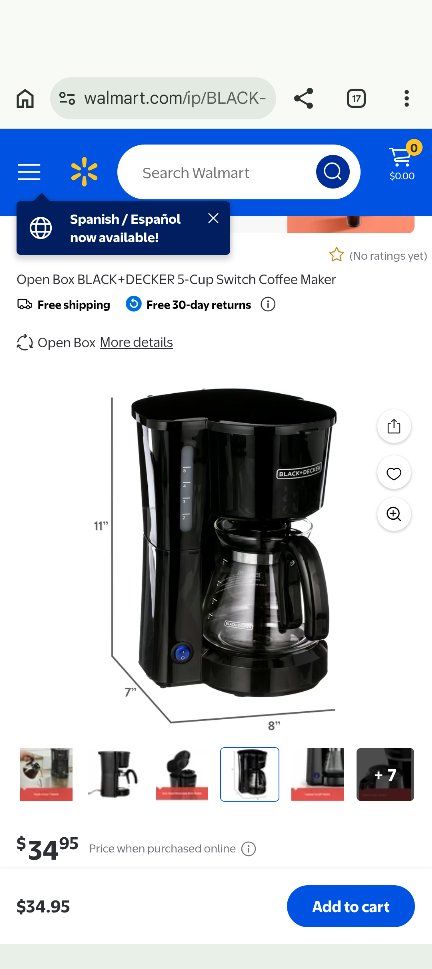 BLACK+DECKER 5-Cup Switch Coffee Maker - Compact Black Drip Coffee Machine