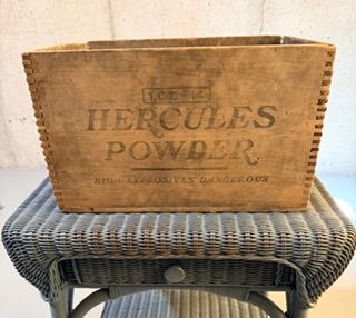 Antique Hercules Powder Wooden Crate Marked 50 Lbs. No. 3, 70% Strength “High Explosive Dangerous”