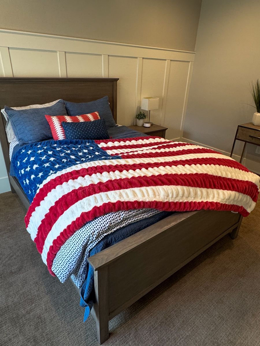 American Flag Higs Minky Couture Blanket Red White Blue