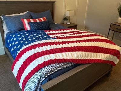 American Flag Higs Minky Couture Blanket Red White Blue