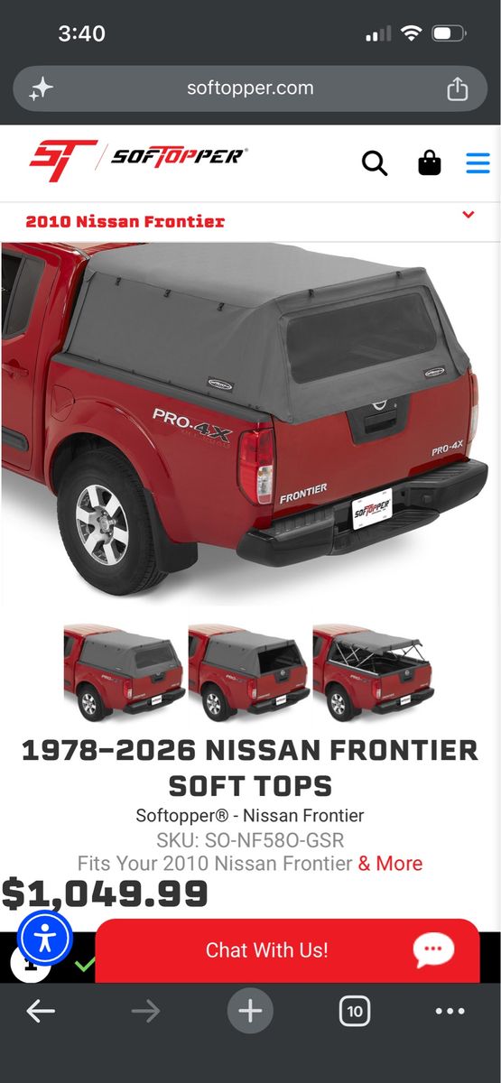 Soft Topper for Nissan Frontier - 5 foot bed