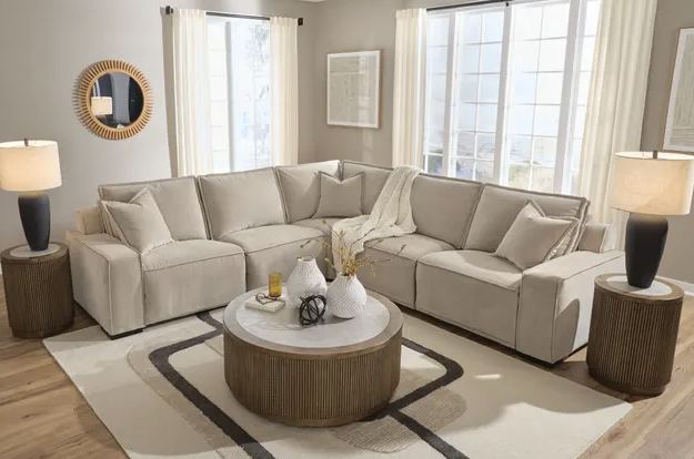 Carceri Tan Beige 5pc Modular Power Reclining Sofa Sectional - Living Room Furniture - Action Home Furniture