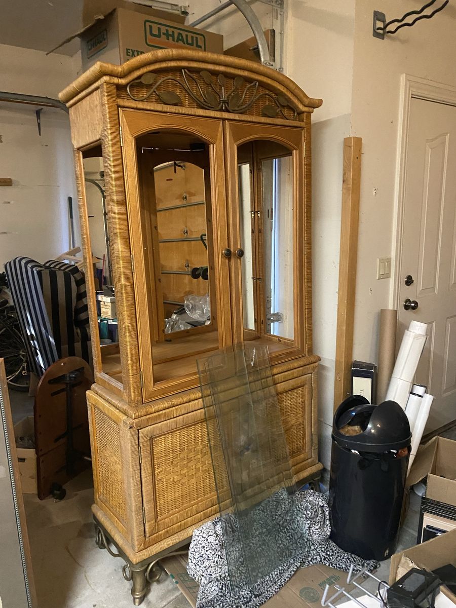 Wood, bamboo, & glass hutch!