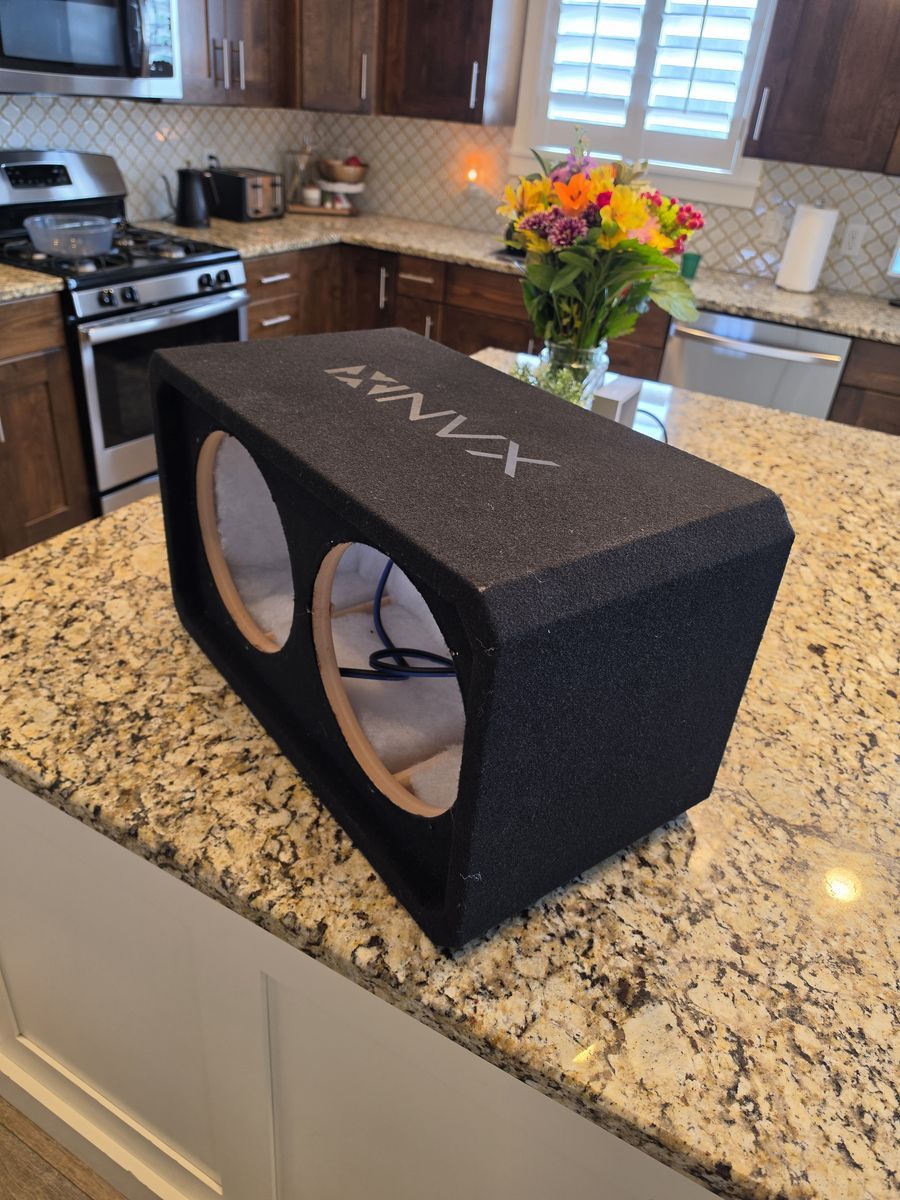 Dual 10" Sealed 3/4" MDF Black Carpeted Subwoofer box Enclosure – 1.2 Cu. Ft. with Polyfil and NVX Logo