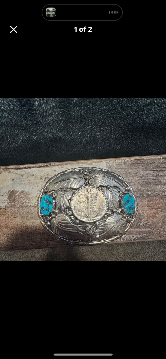 Vintage turquoise belt buckle