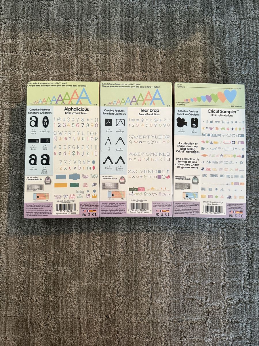 Cricut Cartridge Lot: Alphalicious Tear Drop Sampler Provo Craft Personal Electronic Cutter