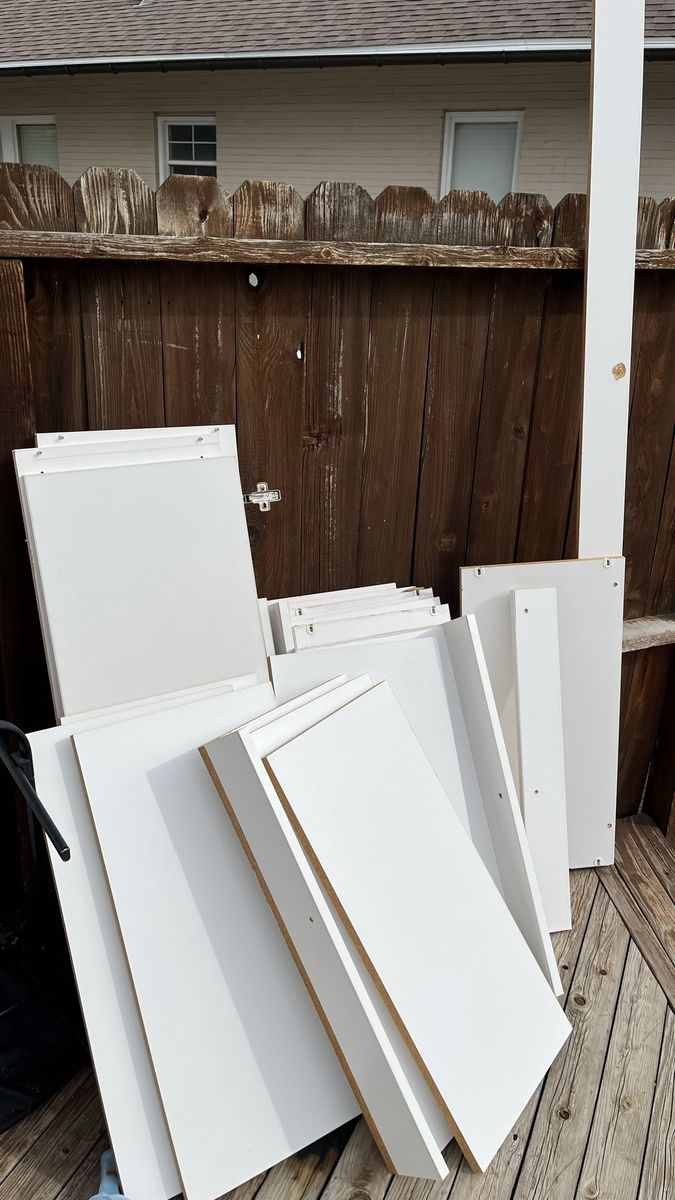 White cabinet shelving and doors