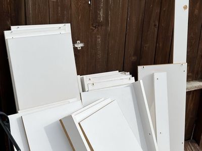 White cabinet shelving and doors